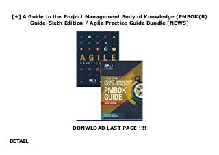 [+] A Guide to the Project Management Body of Knowledge (PMBOK(R)
Guide-Sixth Edition / Agile Practice Guide Bundle [NEWS]
DONWLOAD LAST PAGE !!!!
DETAIL
Downlaod A Guide to the Project Management Body of Knowledge (PMBOK(R) Guide-Sixth Edition / Agile Practice Guide Bundle (Project Management Institute) Free Online
 