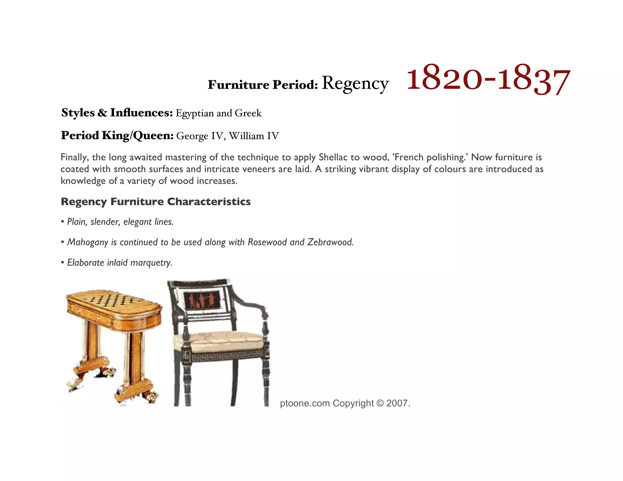 A illustrated timeline of the styles of Period English Furniture
