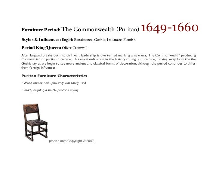 A Illustrated Timeline Of The Styles Of Period English Furniture - 