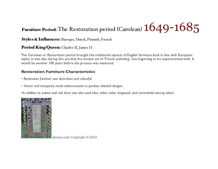 A illustrated timeline of the styles of Period English Furniture