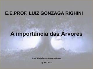 A importância das Árvores
Profª MariaTeresa Iannaco Grego
@ BIO 2015
E.E.PROF. LUIZ GONZAGA RIGHINI
 