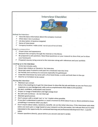 A   interview checklist assessment tool36