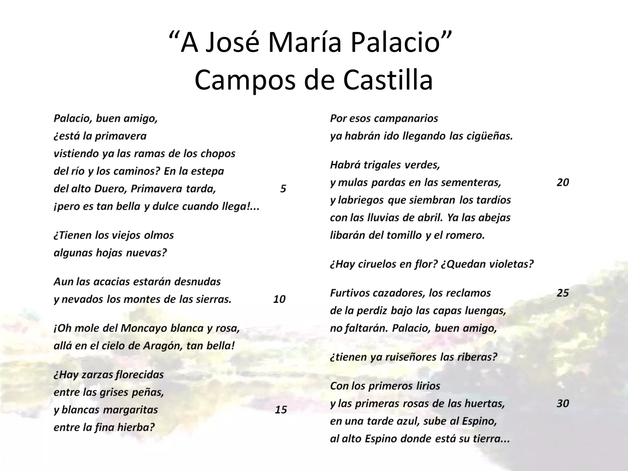 “ A José María Palacio” Campos de Castilla