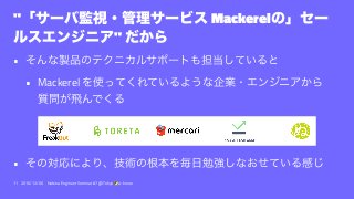 " Mackerel
"
•
• Mackerel
•
11 2016/12/06 Hatena Engineer Seminar #7 @ Tokyo a-know
 