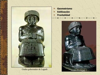 Geometrismo Estilización Frontalidad Gudea gobernador de Lagash 