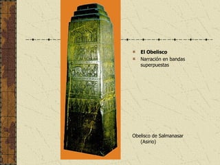 El Obelisco Narración en bandas superpuestas Obelisco de Salmanasar (Asirio) 
