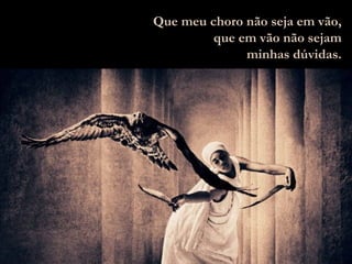 Que meu choro não seja em vão, que em vão não sejam minhas dúvidas. 