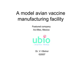 A model avian vaccine manufacturing facility Featured company Avi-Mex, Mexico Dr. V I Bishor ©2007 