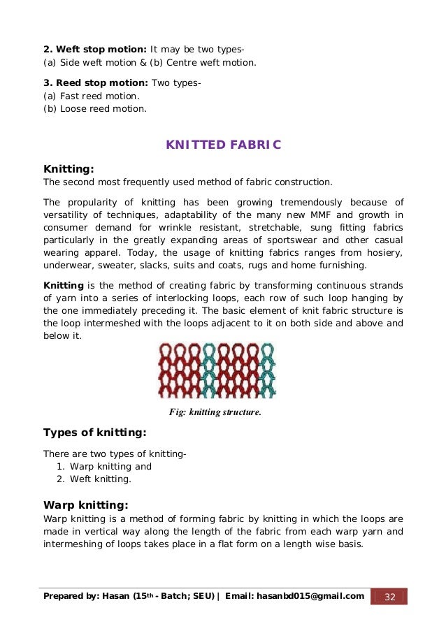 A note of textile terms and definitions
