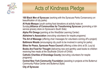 Triangle ParkPlant daffodils and mums in a flower garden at a park.Needed: VolunteersWill provide: Daffodil bulbsTo volunteer: email aokvolunteer@syracusenewtimes.comNORTH SIDE: Intersection of Lodi & North Townsend St.