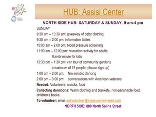  To donate, visit www.wtb.org.Join us on facebook: A-OK! Weekend SyracuseFor a google map of project sites, click here.