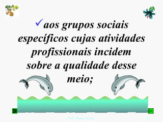 aos grupos sociais específicos cujas atividades profissionais incidem sobre a qualidade desse meio;  