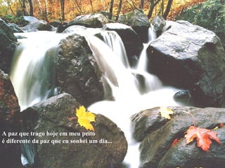 A paz que trago hoje em meu peito  é diferente da paz que eu sonhei um dia...   