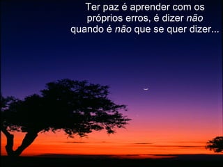 Ter paz é aprender com os próprios erros, é dizer  não  quando é  não  que se quer dizer... 