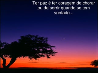 Ter paz é ter coragem de chorar ou de sorrir quando se tem vontade... 