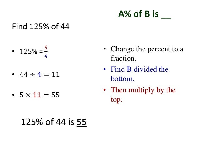Percent of a Number with Fractions (and mixed numbers): Introduction