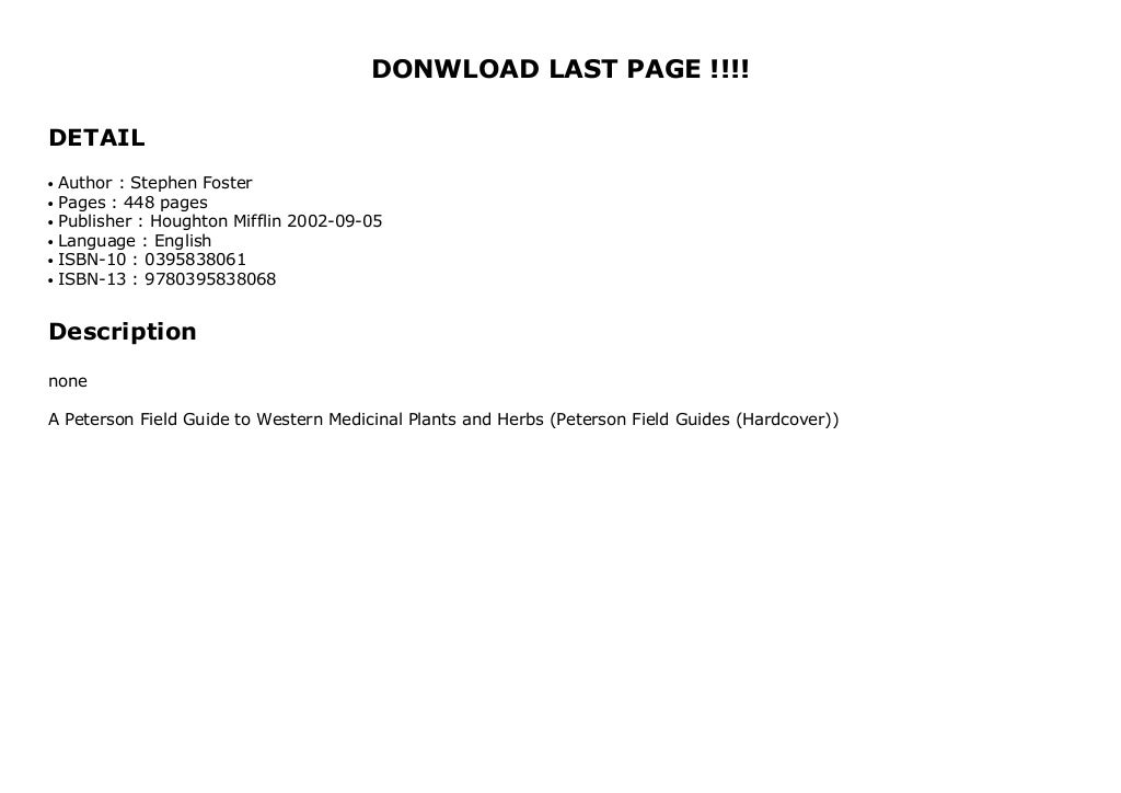 A Peterson Field Guide to Western Medicinal Plants and