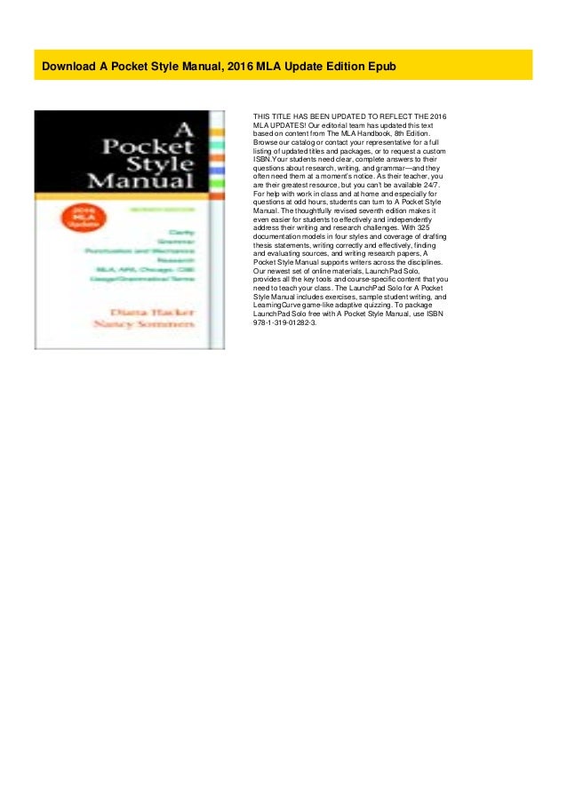 Download A Pocket Style Manual, 2016 MLA Update Edition Epub