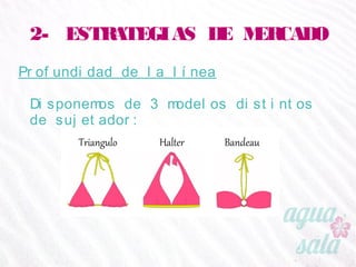2- ESTRATEGIAS DE MERCADO
Profundidad de la línea
Disponemos de 3 modelos distintos de sujetador:
 