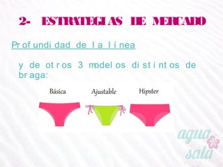 2- ESTRATEGIAS DE MERCADO
Profundidad de la línea
y de otros 3 modelos distintos de braga:
 