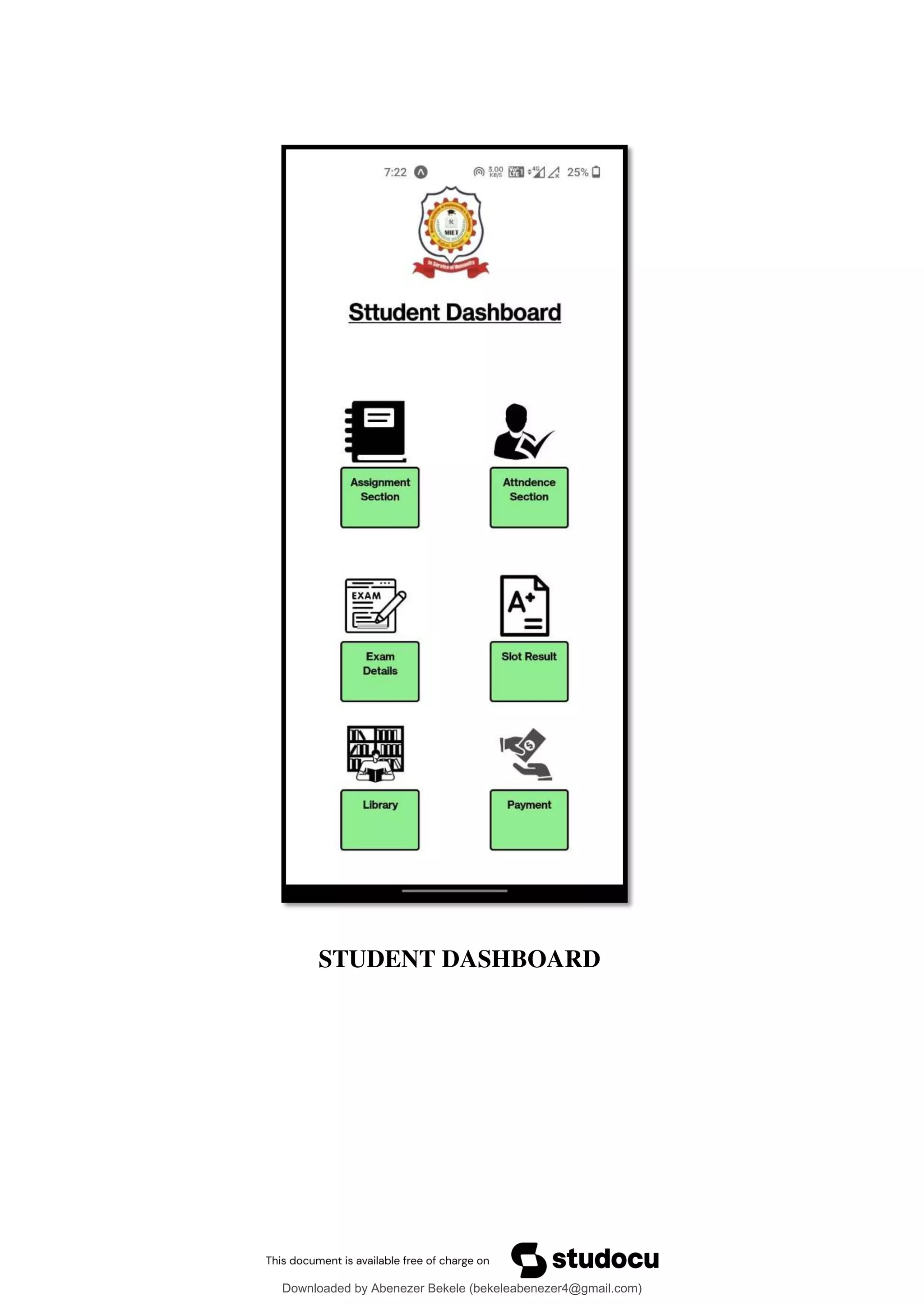 STUDENT DASHBOARD
Downloaded by Abenezer Bekele (bekeleabenezer4@gmail.com)
lOMoARcPSD|20625902
 