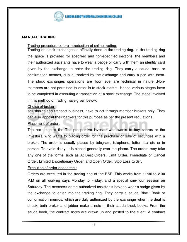 Project report on online stock trading system