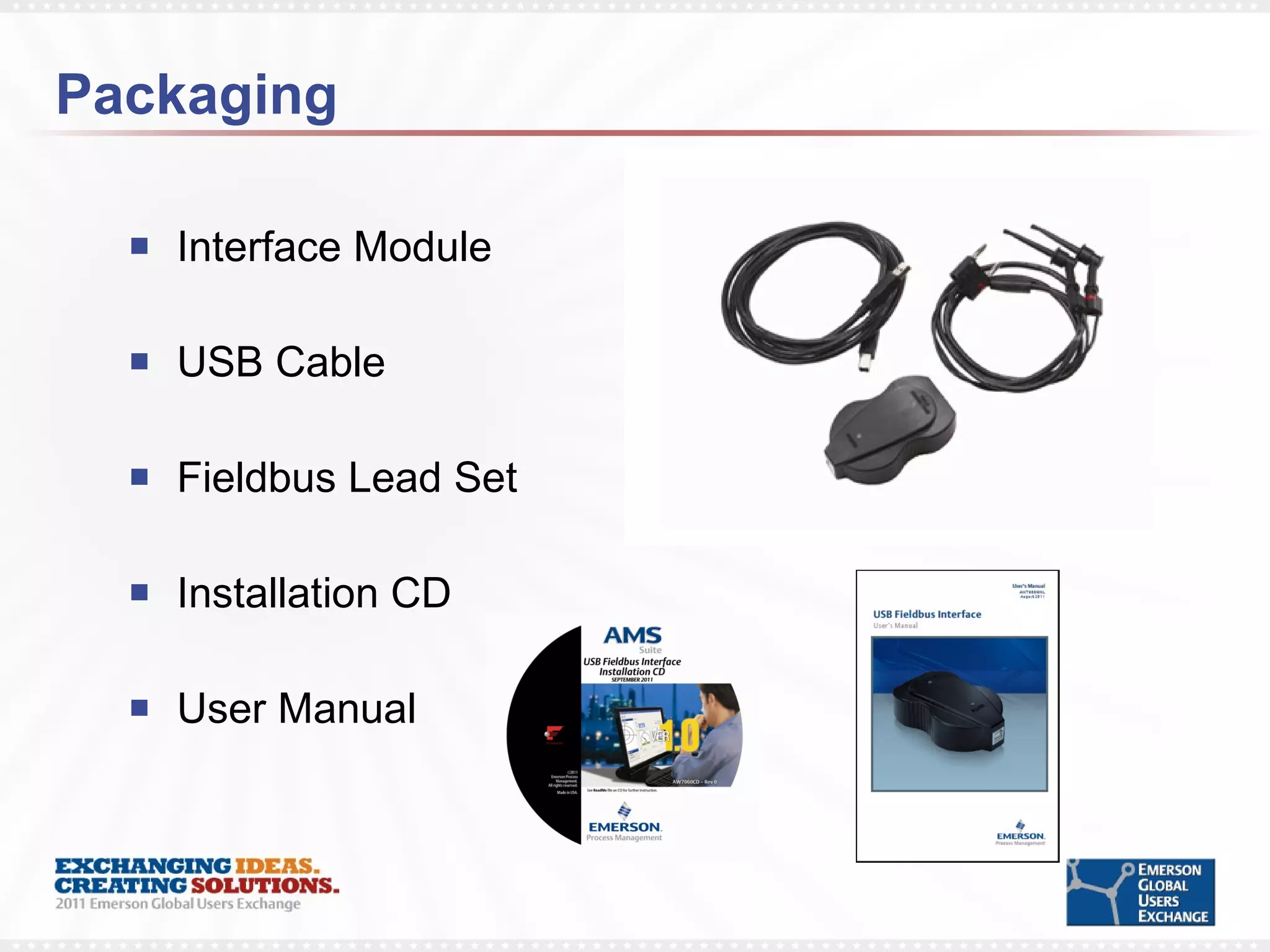 Packaging Interface Module USB Cable Fieldbus Lead Set Installation CD User Manual 