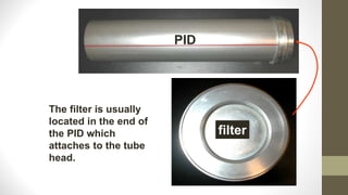 filter
PID
The filter is usually
located in the end of
the PID which
attaches to the tube
head.
 