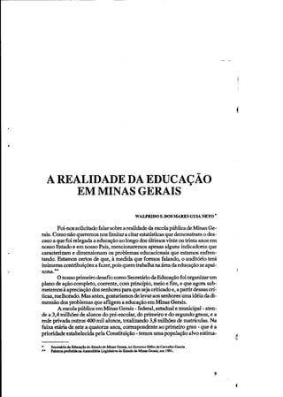 A Realidade da Educação em Minas Gerais - Walfrido S. dos Mares Guia Neto