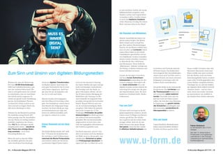 34 | A-Recruiter-Magazin 2017/18 A-Recruiter-Magazin 2017/18 | 35
Wussten Sie, dass der Mensch täg­
lich rund 20.000 Entscheidungen
trifft? Laut Verhaltensforschern pas­
siert das meistens blitzschnell. Wir
sind so sehr geübt darin, uns schnell
zu entscheiden, dass wir manchmal
den Schritt zurück vergessen. Es
würde uns gerade in der Ausbildung
gut tun, bei bestimmten Themen
nochmal den Schritt zurück zu ma­
chen und sich zu fragen: Macht das
alles denn überhaupt so Sinn?
Nehmen Sie das Beispiel E-Learning:
Die Azubi-Recruiting-Trends 2017
haben gezeigt, dass die Auszubilden­
den das Thema als wichtig ansehen,
Ausbilder empfinden das ebenso.
Aber 45,2 % der befragten Ausbil­
dungsbetriebe setzen – obwohl sie
dem Thema eine wichtige Bedeu-
tung zumessen – noch keine
E-Learning-Medien ein.
Wenn Sie auch zu fast der Hälfte
der Ausbilder gehören, die jetzt
einen deutlichen Entscheidungs­
druck zur digitalen Transformation
im Rücken spüren, dann habe ich
eine gute Nachricht für Sie: Es muss
nicht immer digital sein. Auch hier
gilt, dass Sie nur da anpacken soll­
ten, wo es sich auch lohnt.
Manche werden jetzt entgegnen,
dass kein Weg an E-Learning vorbei
geht. Das Smartphone scheint fast in
den Händen der Zielgruppe festge­
wachsen. Sie hören Musik per App,
sie kommunizieren per App, also
lernen sie selbstverständlich auch
per App? So einfach ist es nicht.
Einmal Sicherheit auf die Hand
bitte.
Die Kinder-Medien-Studie 2017 stellt
fest: 72 Prozent der deutschen Kin­
der zwischen 4 und 13 Jahren lesen
mehrmals die Woche Printprodukte
und wachsen damit auf. Die heran­
wachsenden Digital Natives haben
sich trotz der intensiven Nutzung
der neuen Medien also ganz und gar
nicht vom Klassiker verabschiedet.
Das bestätigt auch die Studie „Ju­
gend, Information, Media“, die seit
fast 20 Jahren keinen Rückgang der
Beliebtheit oder Nutzung von Bü­
chern feststellt. Im Gegenteil: Print­
produkte sind gerade bei Lernenden
beliebt. Warum? Weil sie nach wie
vor als vertrauenswürdigstes Medi­
um gelten. Oder hätten Sie gedacht,
dass in der Gruppe der 12- bis
19-Jährigen Printmedien die größte
Glaubwürdigkeit bei Widersprüchen
mit anderen Informationsquellen
genießen? Wer im Internetzeitalter
aufgewachsen ist lernt eben, dass
viele frei zugängliche Informationen
mit Vorsicht zu genießen sind.
Das Buch mag zwar „uncool“ sein,
aber es ist immer noch das Medium
der Wahl, wenn es darum geht, Aus­
zubildenden Sicherheit zu geben
und Prüfungsangst abzubauen. Es
eignet sich also vor allem für nervö­
Zum Sinn und Unsinn von digitalen Bildungsmedien
MUSS ES
IMMER
DIGITAL
SEIN?
se und unsichere Azubis, die wenig
Selbstsicherheit verspüren, nach
Struktur suchen und Ungewissheit
vermeiden wollen. Darüber hinaus
ist auch das haptische Feedback
vielen Menschen wichtig: Bei einem
Buch „hat man etwas in der Hand“.
Der Klassiker zum Mitnehmen.
Manche Auszubildende haben wie­
derum andere Sorgen: Das Wissen
bleibt einfach nicht im Kopf hän­
gen. Wer mehrere Wiederholungen
braucht, bis das Wissen wirklich sitzt,
setzt seit jeher auf Lernkarten. Schon
unsere Eltern haben in der Schule
Vokabelkarten geschrieben und un­
sere Enkelkinder werden vermutlich
ebenso welche schreiben. Und diese
so altmodische Idee erlebt heute
eine Renaissance. Heute heißt das
„Mikrolernen“. Dahinter verbirgt sich
das Prinzip, in kleinen Einheiten und
kurzen Schritten zu lernen.
Gerade der heutigen Generation
mit ihren kurzen Aufmerksam-
keitsspannen kommt diese Art des
Lernens entgegen. Besonders toll:
Der Azubi entscheidet, ob er die
digitale Variante auf dem Handy für
unterwegs bevorzugt oder die gute
alte Papierlernkarte nutzt, die auch
haptisches Feedback liefert. Beides
funktioniert.
Faul zum Ziel?
Ich kann mich noch gut an die Be­
geisterungsstürme erinnern, als der
Lehrer einen TV-Wagen ins Klassen­
zimmer gerollt hat: Die Schüler
hat es gefreut und der Lehrer hatte
weniger Arbeit. Auch Sie als Aus­
bilder können eine ganze Menge
Zeit sparen, wenn Sie Ihre Azubis
in effektiven Selbstlernphasen mit
Lernvideos und Tutorials individu­
ell lernen lassen. Das funktioniert
hervorragend: Ihre Auszubildenden
nutzen doch auch YouTube und Co.
in ihrer Freizeit, um einen schweren
Endgegner zu besiegen oder um
leckeres Essen nachzukochen.
Die große Stärke ist die individuelle
Komponente: Das Lerntempo und
die Themenauswahl können von
den Lernenden selbst bestimmt
werden. Das heißt nicht, dass Sie
jetzt nur noch auf Videos setzen
sollten. Sie sind aber eine bärenstar­
ke Ergänzung, um gezielt individu-
elle Schwächen auszubügeln und
den Lernenden verständliche Er-
klärungsansätze zu liefern.
Sinn und Zweck
Unterschiedliche Medienformen
haben unterschiedliche Stärken?
Da habe ich Ihnen gewiss nichts
Neues erzählt. Trotzdem sind viele
Menschen überrascht, wenn man
ihnen erzählt, dass auch vermeint­
lich alte Medien nicht nur breite
Anwendungsfelder haben, sondern
sogar echte Vorteile gegenüber den
neuen Medien ausspielen können.
Überlegen Sie, wo sich die Stärken
der digitalen Welt wirklich sinnvoll
einsetzen lassen – und wo eben
nicht. Denn eins ist klar: Am Ende
ist entscheidend, was wirklich in
den Köpfen Ihrer Azubis ankommt.
Fabian Geisbüsch
ist Vertriebs­leiter des U-Form
Verlages.
Seit über 10 Jahren berät er
Privat­kunden und Ausbildungs­
unternehmen in der Prüfungs­
vorbereitung für kaufmännische
Ausbildungsberufe.
Sicherheit/Vertrauen
Image
Flexibilität
BUCH
LERNVIDEOS
Sicherheit/Vertrauen
Image
Flexibilität
LERNKARTEN
Sicherheit/Vertrauen
Image
Flexibilität
www.u-form.de
 