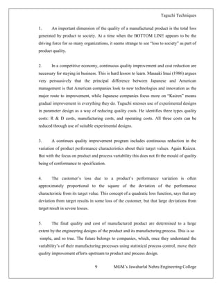 A Report on Taguchi Methods / Techniques - KAUSTUBH BABREKAR | PDF