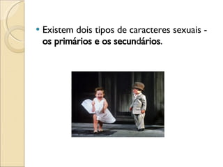 Existem dois tipos de caracteres sexuais -  os primários e os secun d ários . 