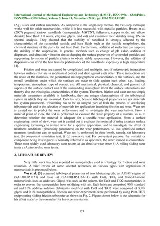 A REVIEW ON EFFECT OF ADDITION OF NANO PARTICLES ON TRIBOLOGICAL ...