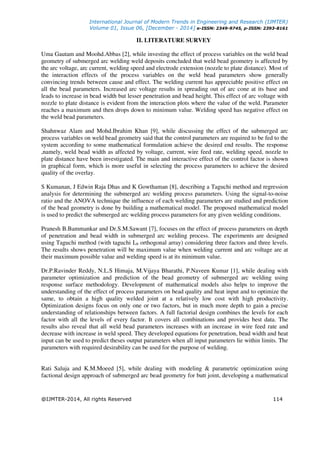 A REVIEW STUDY OF THE EFFECT OF PROCESS PARAMETERS ON WELD BEAD ...
