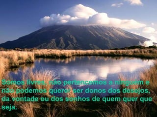 Somos livres, não pertencemos a ninguém e não podemos querer ser donos dos desejos, da vontade ou dos sonhos de quem quer que seja.  