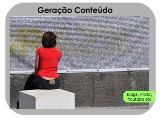 Geração Conteúdo Blogs, Flickr, Youtube etc 