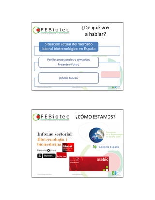 21 de Octubre de 2010 www.febiotec.es
¿De qué voy
a hablar?
¿CÓMO ESTAMOS?
21 de Octubre de 2010 www.febiotec.es
 
