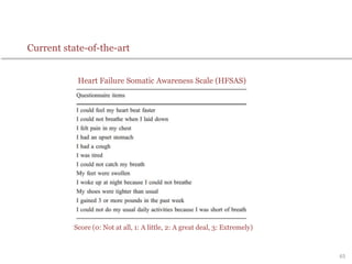 Score (0: Not at all, 1: A little, 2: A great deal, 3: Extremely)
Heart Failure Somatic Awareness Scale (HFSAS)
Current state-of-the-art
65
 