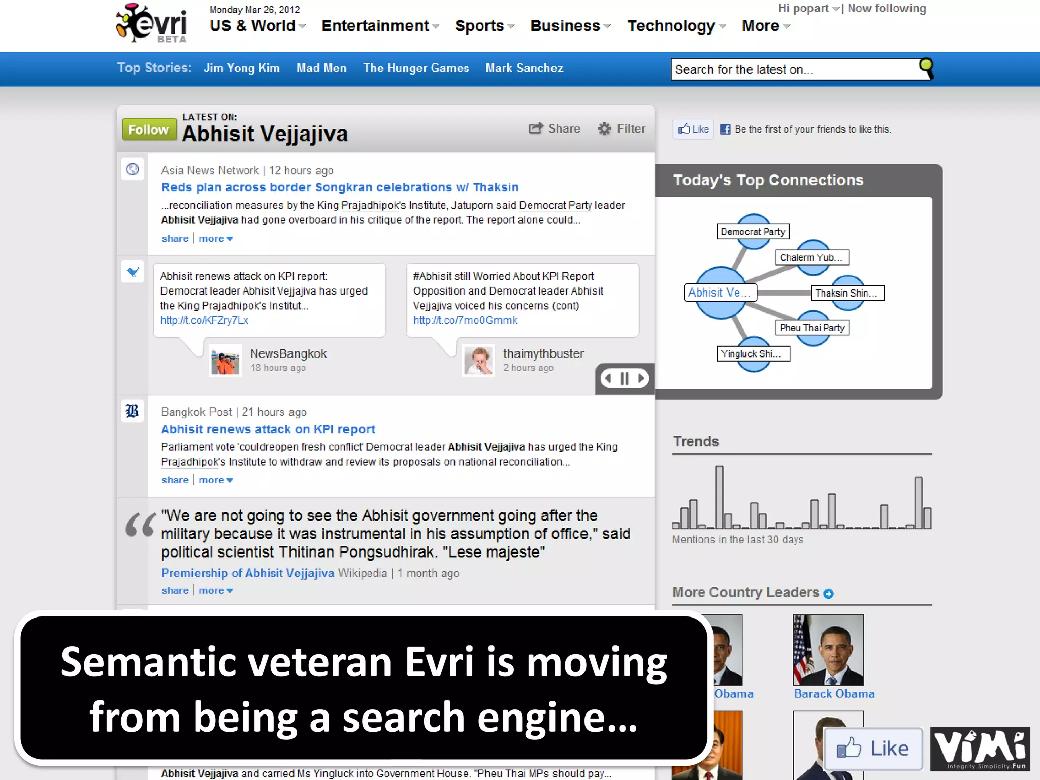Semantic veteran Evri is moving from being a search engine… 