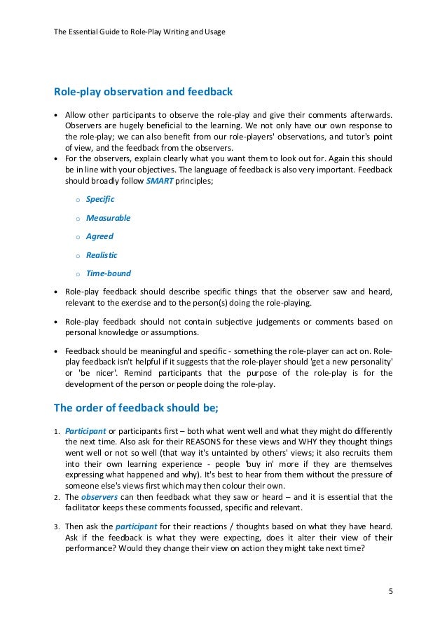 A simple guide to role plays