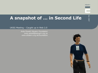 A snapshot of … in Second Life UKSG Meeting – Caught up in Web 2.0 