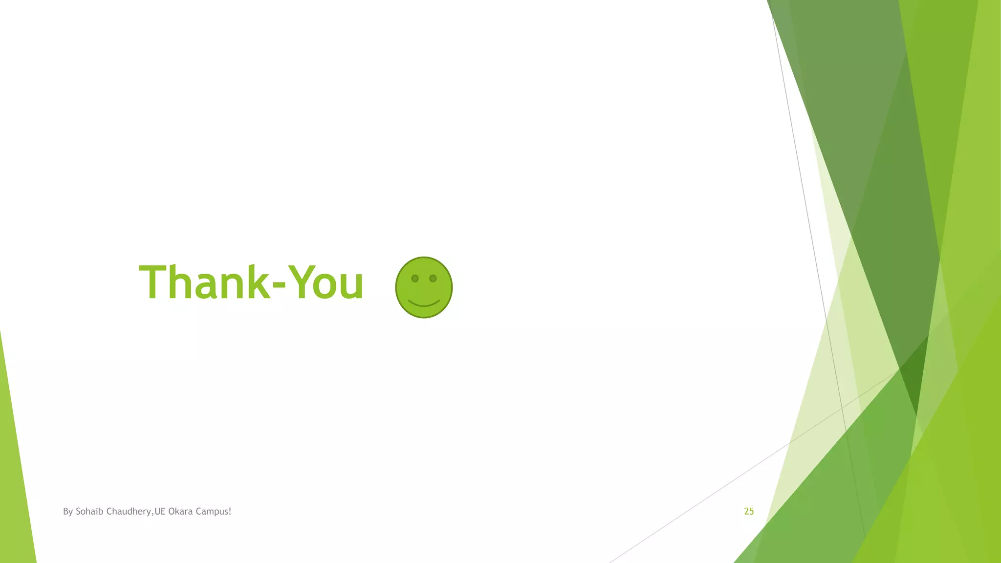 Thank-You
By Sohaib Chaudhery,UE Okara Campus! 25
 