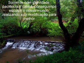 Somente com suavidade, paciência e calma, conseguimos esculpir o nosso mundo, realizando sua modificação para melhor . 