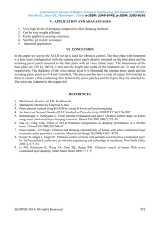 A Survey on Active Constrained Layer Damping Treatment | PDF