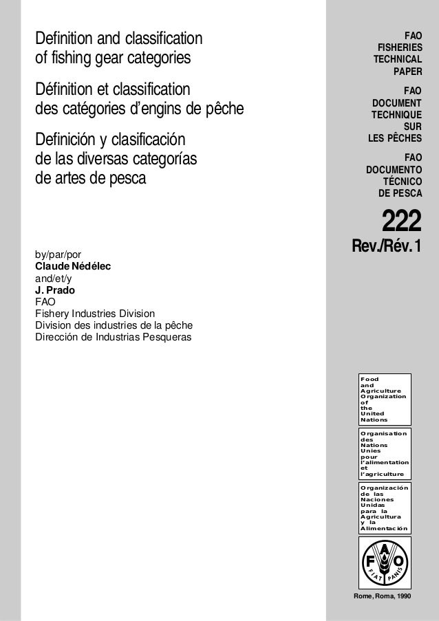 Definition and classification of fishing gear categories