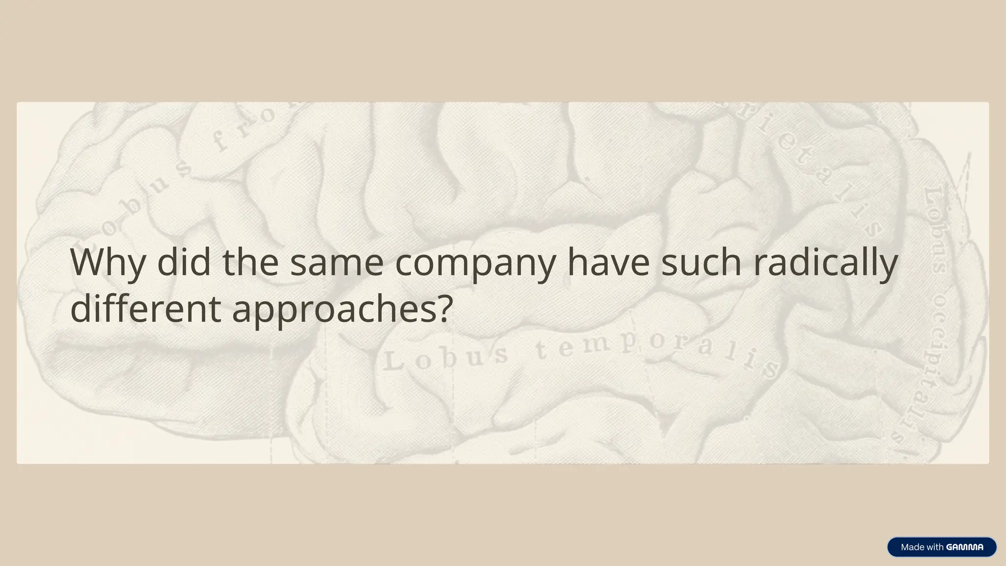 Why did the same company have such radically
different approaches?
 