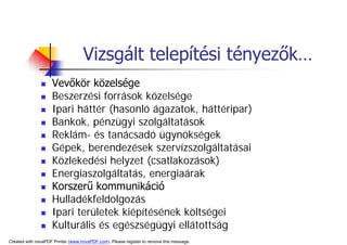 A TerüLeti FejlőDéS HatóTéNyezőInek VáLtozáSa
