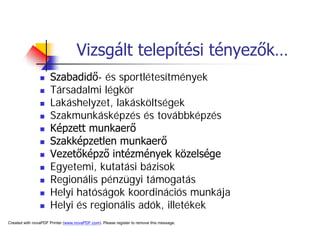 A TerüLeti FejlőDéS HatóTéNyezőInek VáLtozáSa