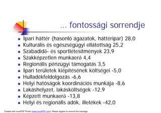 A TerüLeti FejlőDéS HatóTéNyezőInek VáLtozáSa