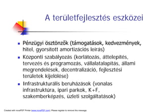 A TerüLeti FejlőDéS HatóTéNyezőInek VáLtozáSa